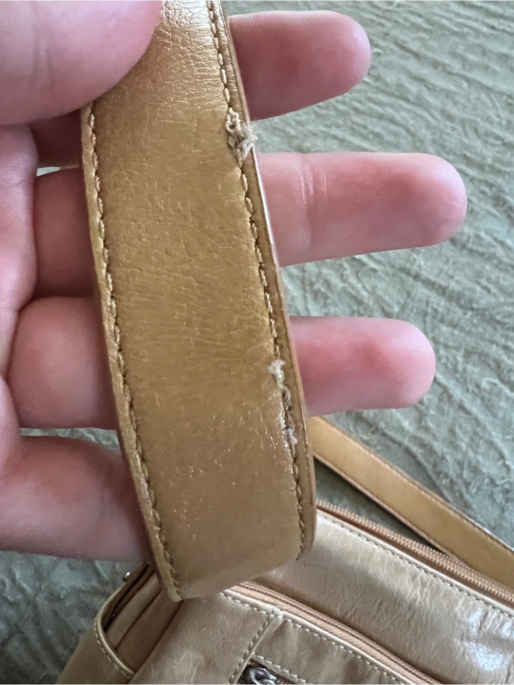 Giani Bernini Beige Leather Zip Up Purse with Strap Old Money Quiet Luxury - Picture 13 of 16